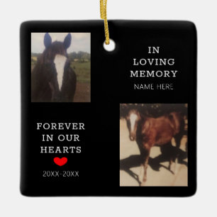 Ornement En Céramique Pet Memorial Horse Photo Red Heart Personnalisé