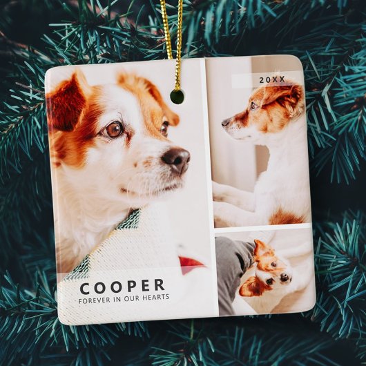 Ornement En Céramique Pet Memorial Modern Simple Geometry Photo Collage