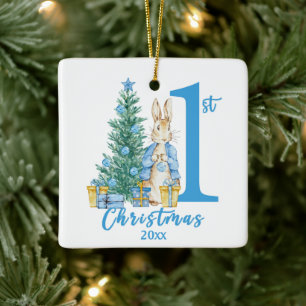 Ornement En Céramique Peter Rabbit 1er Noël bleu