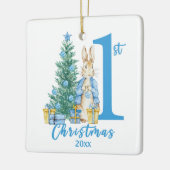 Ornement En Céramique Peter Rabbit 1er Noël bleu (Gauche)