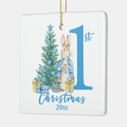 Ornement En Céramique Peter Rabbit 1er Noël bleu (Gauche)