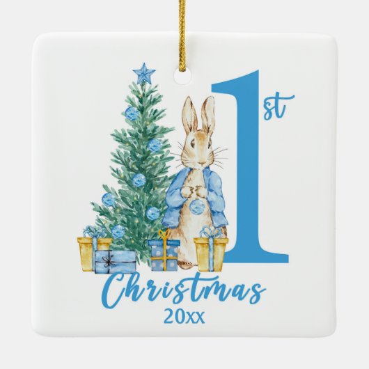 Ornement En Céramique Peter Rabbit 1er Noël bleu (Dos)