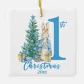 Ornement En Céramique Peter Rabbit 1er Noël bleu (Devant)