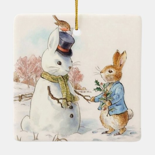 Ornement En Céramique Peter Rabbit and the Snowman by Beatrix Potter (Dos)