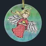 Ornement En Céramique Petit Ange de Noël<br><div class="desc">De l'Imaginaire Art de Molly Harrison,  www.mollyharrisonart.com. Veuillez visiter mon site Web pour plus d'informations. Merci de chercher !</div>