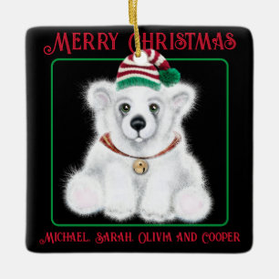 Ornement En Céramique Petit bébé ours polaire de Noël, petit ours de Pèr