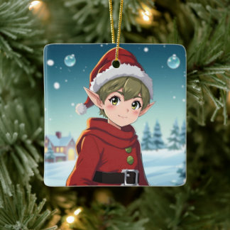Ornement En Céramique Petit Elfe de Noël Personnalisé