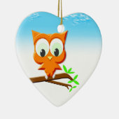 Ornement En Céramique Petite chouette sur une branche (Droite)