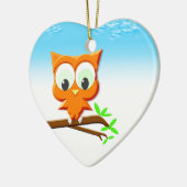 Ornement En Céramique Petite chouette sur une branche (Gauche)