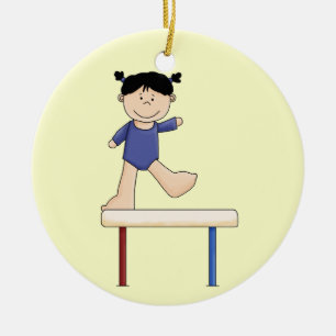 Ornement En Céramique Petite gymnaste sur poutre d'équilibre (cheveux no