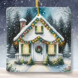 Ornement En Céramique Petite maison Noël personnalisé