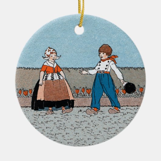 Ornement En Céramique Petite Néerlandaise Garçon Chaussures En Bois Tuli (Devant)