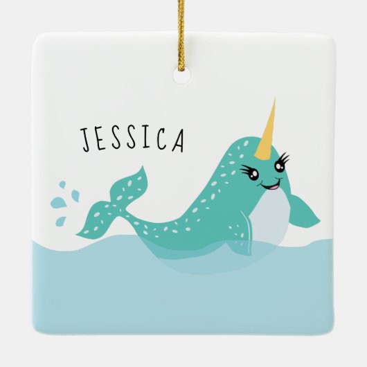 Ornement En Céramique Petites filles Narwhal (Dos)