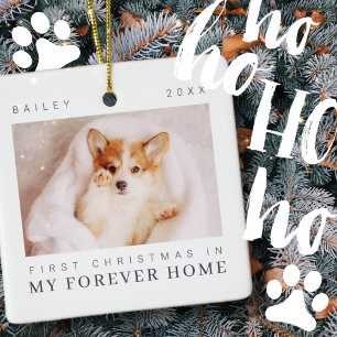 Ornement En Céramique Pet's First Christmas In Forever Home Modern Chic