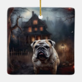 Ornement En Céramique Peur d'Halloween Bulldog (Dos)