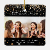 Ornement En Céramique Photo amis pour toujours noir or parties scintilla (Dos)