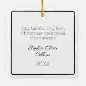 Ornement En Céramique Photo bébé moderne Noël noir et blanc Script (Dos)