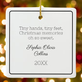 Ornement En Céramique Photo bébé moderne Noël noir et blanc Script