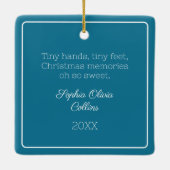 Ornement En Céramique Photo bébé Turquoise Noël moderne Script blanc (Dos)