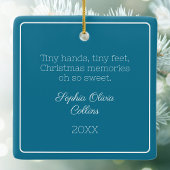 Ornement En Céramique Photo bébé Turquoise Noël moderne Script blanc