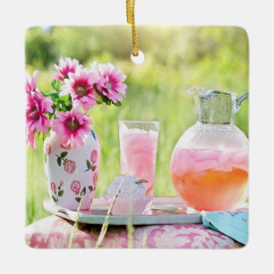 Ornement En Céramique Photo citronnée rose