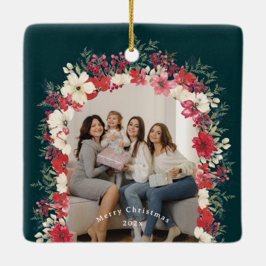 Ornement En Céramique Photo classique de Noël botanique annuelle de cons (Dos)