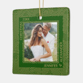 Ornement En Céramique Photo Couples en or et vert (Gauche)