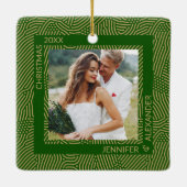 Ornement En Céramique Photo Couples en or et vert (Dos)