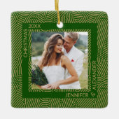 Ornement En Céramique Photo Couples en or et vert (Devant)