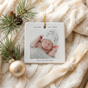 Ornement En Céramique Photo de bébé Grand-mère Année de création Souveni