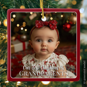 Ornement En Céramique Photo de bébé moderne Premier Noël en tant que gra