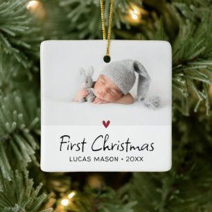 Ornement En Céramique Photo de bébé pour le premier Noël moderne
