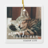 Ornement En Céramique Photo de chat Meowry Joyeux Noël mignon blanc (Devant)