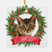 Ornement En Céramique Photo de chat personnalisée (Devant)