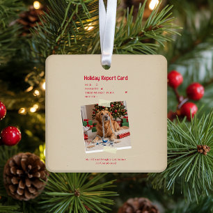 Ornement En Céramique Photo de chien crème beige vintage Noël Fêtes