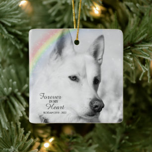 Ornement En Céramique Photo de chien mémorial À jamais dans mon cœur Noë