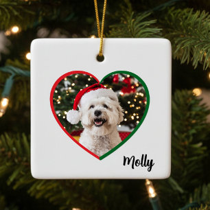 Ornement En Céramique Photo de chien moderne personnalisé pour Noël