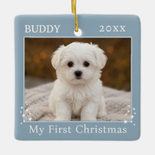 Ornement En Céramique Photo de chien personnalisé pour le premier Noël e