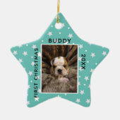 Ornement En Céramique Photo de chiot de Noël (Devant)