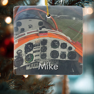 Ornement En Céramique Photo de cockpit d'avion de pilote Noël Aviation