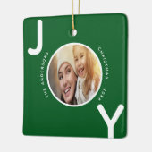 Ornement En Céramique Photo de famille de Noël vert joie moderne (Gauche)