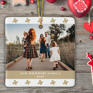 Ornement En Céramique Photo de famille moderne avec motif floral Noël