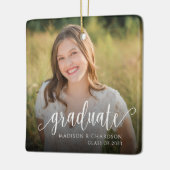 Ornement En Céramique Photo de graduation de script manuscrite moderne (Gauche)