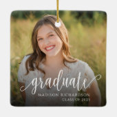 Ornement En Céramique Photo de graduation de script manuscrite moderne (Dos)