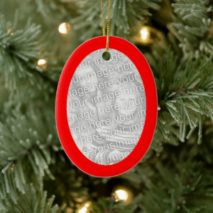 Ornement En Céramique Photo de la frontière rouge de Noël