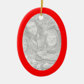 Ornement En Céramique Photo de la frontière rouge de Noël (Devant)