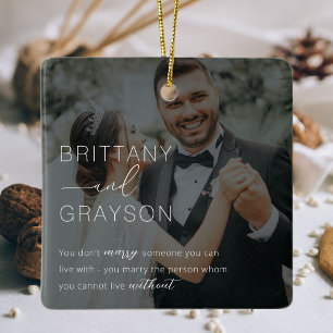 Ornement En Céramique Photo de mariage personnalisé Noël