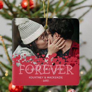 Ornement En Céramique Photo de Noël Amour à jamais