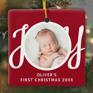 Ornement En Céramique Photo de Noël de bébé pour la première fois Cadeau