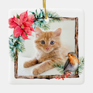 Ornement En Céramique Photo de Noël de chat